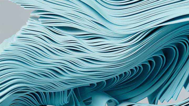 3D blue shapes in wave composition 3D blue shapes in wave composition
